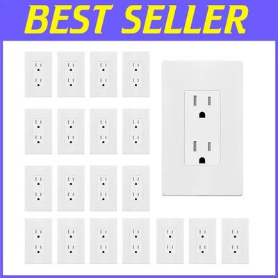 20-Pack Tamper-Resistant Glossy White Decorator Outlets with Screwless Plates - Image 1 of 4