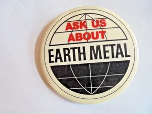 Vintage Ask Us About Earth Metall Pinback Button - Bild 1 von 2