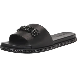 Karl Lagerfeld sandali donna bijou impreziositi slide taglia US 6,5M nappa nera - Foto 1 di 6
