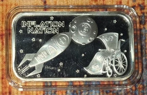 Inflation Nation 1 Oz .999 Fine Silver Bar St. Louis Mint Bitcoin Rocket RARE! - Picture 1 of 2