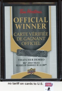 2025-26 Upper Deck Tim Hortons Jersey Relics Redemption #JTD Thatcher Demko - Picture 1 of 2