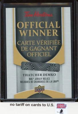 2025-26 Upper Deck Tim Hortons Jersey Relics Redemption #JTD Thatcher Demko - Image 1 of 2