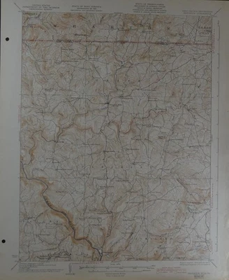 Antique Bruceton West Virginia Original USGS Topographic Map Printed 1942 - Image 1 of 4