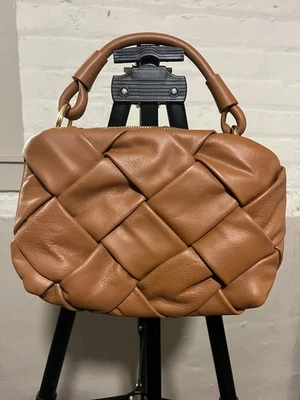 Valentina Fiore сплетенный коричневый кожаный наплечная сумка, новый без ЯРЛЫКОВ  - Изображение 1 из 4