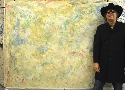 Pintura profissional estilo chique gasto 84”X62” (7 pés) abstrata moderna GG - Imagem 1 de 4