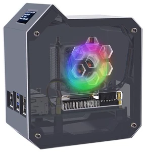 52pi ABS Mini-Tower-Kit für Raspberry Pi 5, Gehäuse, Ice Tower, Edge GPIO, OLED - Afbeelding 1 van 8
