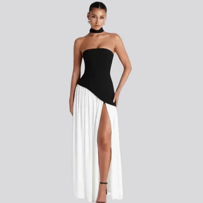 Black & White Strapless Party Dress – Sleek, Sexy & Elegant - Image 1 of 2