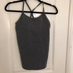 Ivivva by Lululemon Keep Power Y Racer Back Grey Tank Sz 12 Compression stretch - Picture 1 of 8