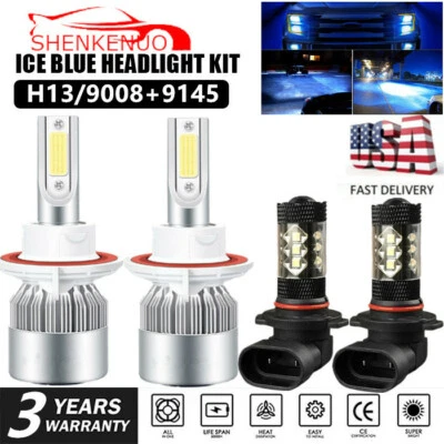 Ice Blue H13 LED Headlight Bulb 9145 H10 Fog Light for 2005-2016 Ford F250 F350 - Image 1 of 4