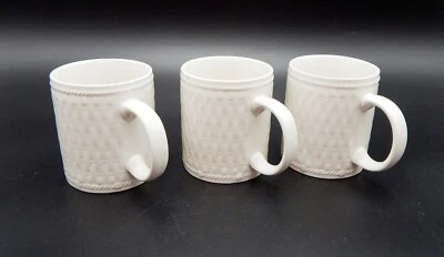 Oneida White Basketweave Wicker Woven Coffee Mug S/3 Cottagecore Farmhouse 12oz Foto 1 de 4