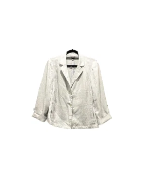 J. JILL Womens Silver Grey Linen Collared Blazer Cinch Back Size Medium Coastal - Image 1 of 4