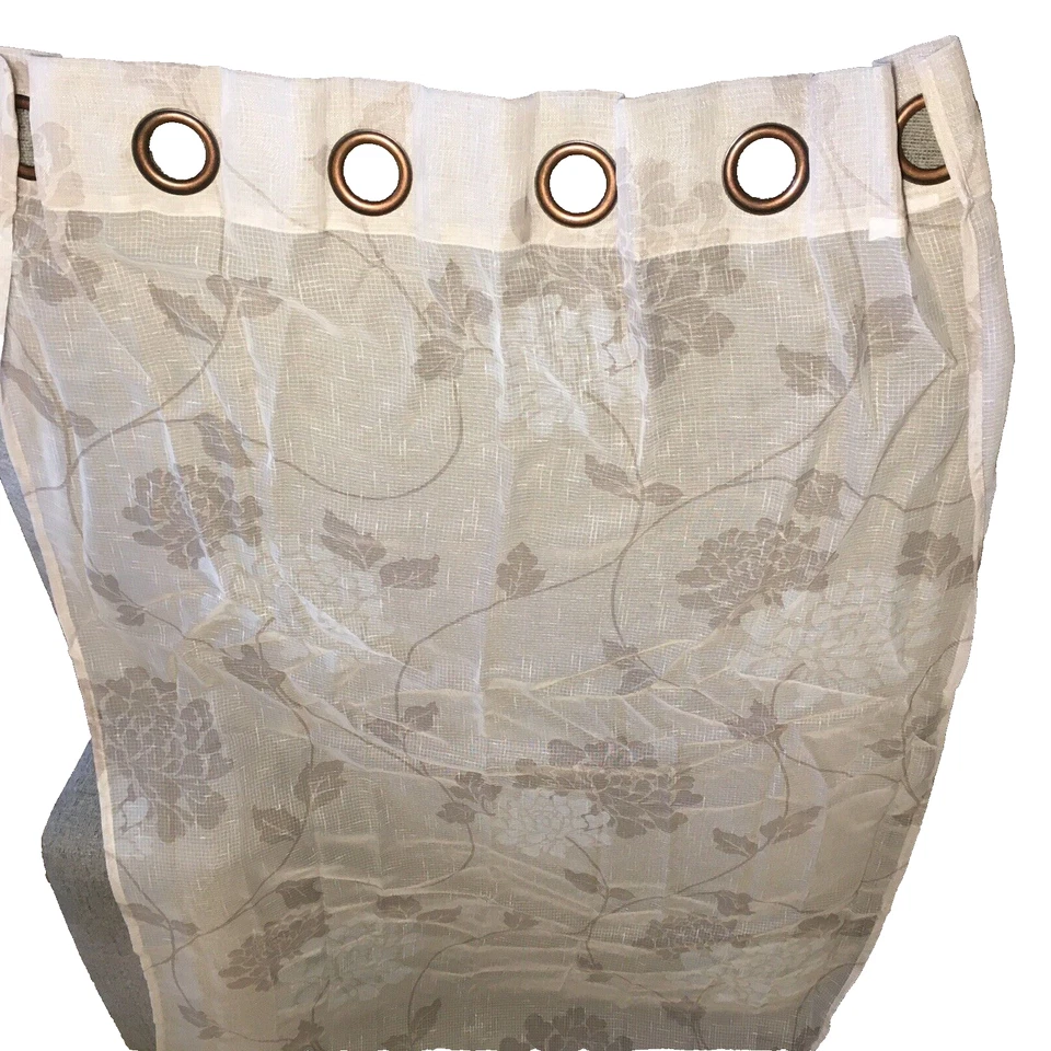 Paneles de cortina semi transparentes Laura Ashley - Juego de 2 ojales floral tostado texturizado Foto 1 de 4