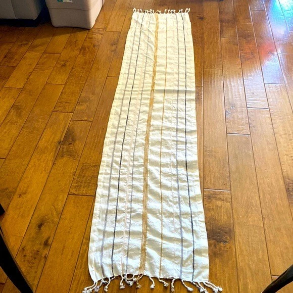 Hearth & Hand with Magnolia Beautiful Off-White Striped Table Runner. 92”x20” - Image 1 of 4