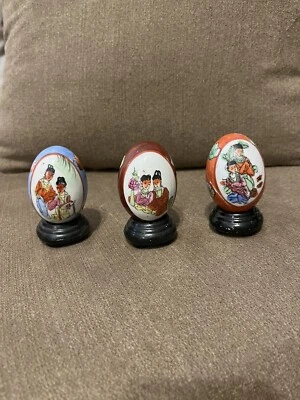 Vintage Elegantly Hand Painted  Ceramic Eggs - Image 1 of 4