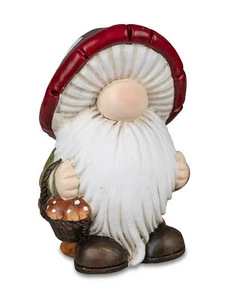 Pilz Wichtel Zwerg Gnom Gartenzwerg Deko Garten Skulptur Figur Fliegenpilz Korb - Bild 1 von 1