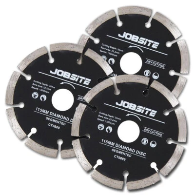 365-ONLINE Grinder Diamond Discs 115mm (4.5") Masonry Stone Cutting Angle Blades (3 Pack)