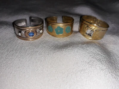 Lotto 3 Anelli vintage a fascia in Argento massiccio italiano misura regpòabile - Immagine 1 di 4