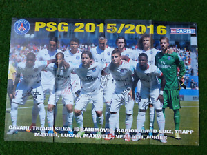 Poster 15/16 PSG Paris Saint Germain sg signé Equipe foot ultras Ibrahimovic ...