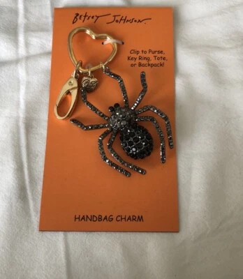 Llavero Betsey Johnson Tono Dorado y Tono Gunmetal Bolso Araña Dije Nuevo con Etiquetas Foto 1 de 4