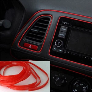 Car Accessories 5M Red Strip Dashboard Door Edge Gap Cover Moldings Trims Decor - Imagen 1 de 10