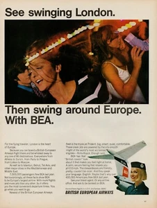 1967 British European Airways Airlines Vintage Retro Print Ad London Travel BEA - Picture 1 of 8