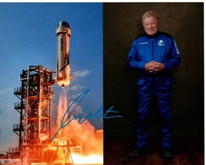Fotografia viaggiatore spaziale firmata William Shatner autografata 8x10 origine blu - Foto 1 di 1