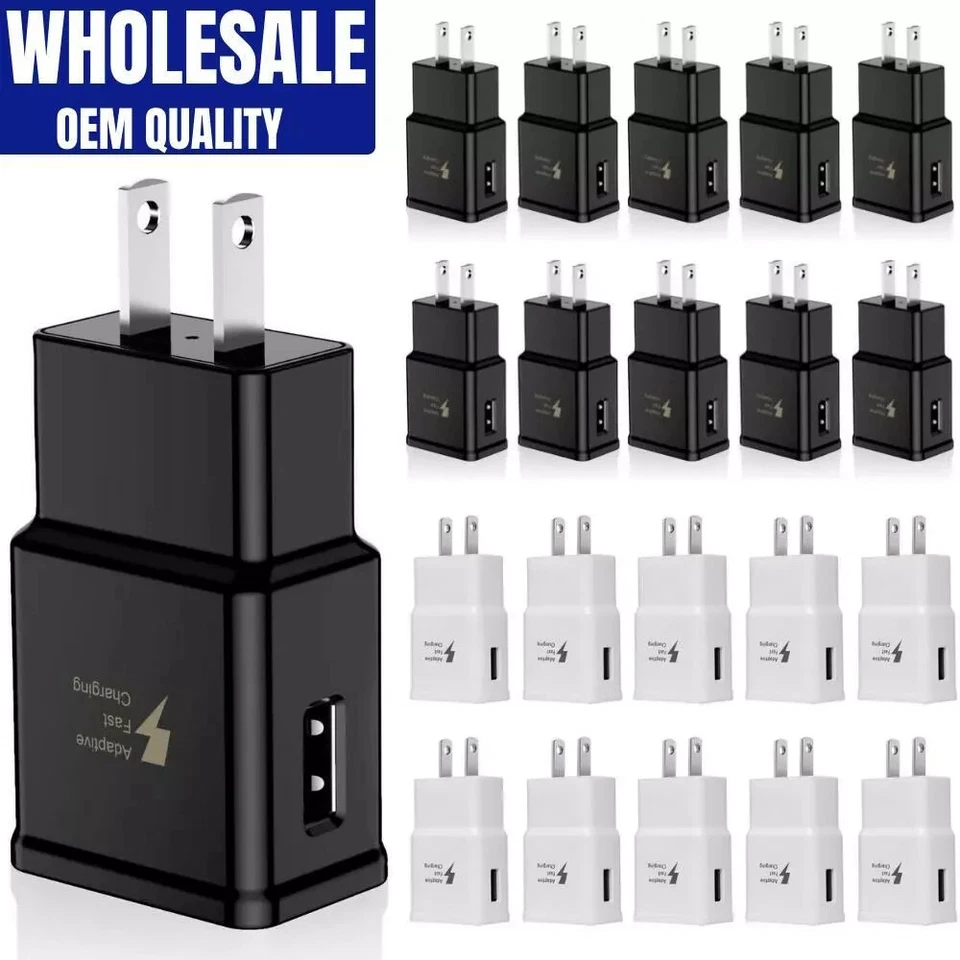 Wholesale Bulk Adaptive Fast USB Wall Charger Block Power Adapter For Samsung LG - Image 1 of 4