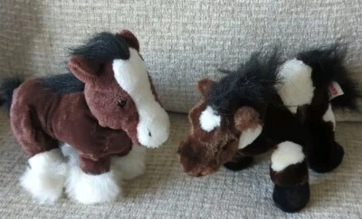 Lot 2 Ganz Webkinz Plush Clydesdale HM139 & Pinto HM147  HORSES 8-9" Cowgirl EUC - Image 1 of 4