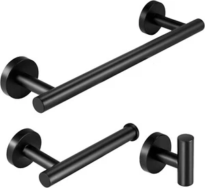 Black Bathroom Accessories Accessory Bars Set Hand Towel Holders Ring Rails For - Picture 1 of 9