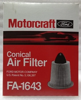 Filtro de aire cónico Ford Motorcraft OEM nuevo stock antiguo FA-1643 F7CZ-9601 A Foto 1 de 4