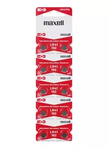 10 MAXELL Alkaline LR41 192 Batteries 1.5V Coin Cell Button AG3 Exp 2027 10bl - Picture 1 of 3