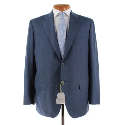 Abrigo deportivo Sartorio Kiton nuevo con etiquetas 100 % lana talla 56R (46R EE. UU.) en azul con cuadros verdes Foto 1 de 4