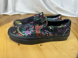 VANS Festival Floral Satin Shoes, Unisex M 5/W6.5, Embroidered Low Top BLACK - Picture 1 of 8