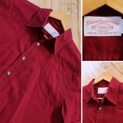 CC Filson Co Shooting Shirt Men's M Burgundy Button-Front Vintage Made Hong Kong - Image 1 of 4