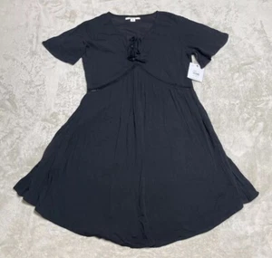 O'Neill Dress Womens XS Solid Black Nala Short Sleeve Lined A Line - Picture 1 of 12
