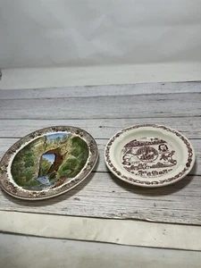 Staffordshire Natural Bridge of Virginia Collectable Plate & Ashtray Green Moun - Picture 1 of 12