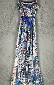 NWT Aryn K. 100% Silk Strapless Maxi Dress Sz Medium Party/Event Gown Abstract - Picture 1 of 13