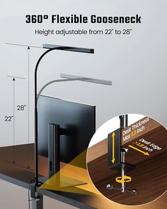 LED Desk Lamp for Office Home, Eye-Caring Desk Light with Adjustable Goosenec... - Picture 1 of 12