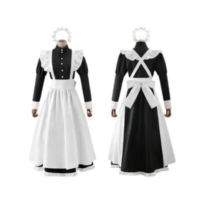 Dress Apron UK Women French Maid Dress Costume Anime Cosplay Party Costume Maxi - Image 1 of 4