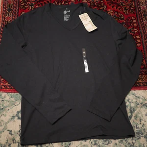 MUJI LONG SLEEVE WIDE TOP SOFT COTTON SIZE MEDIUM BLACK NWT V NECK CASUAL - Picture 1 of 9