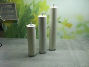 Möbelfüße Holzfüße Rundfüße Buche Weiß Lackiert Höhe 21-26-31cm. Silber Sockel - Picture 1 of 11