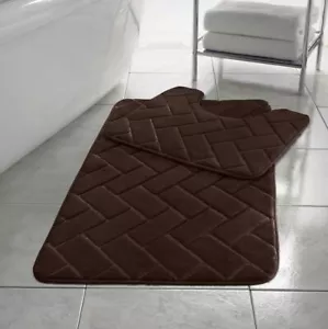 Block Memory  Pedestal Foam Bath Mat Set Non Slip Ultra Soft Toilet Rug 2Pcs - Picture 1 of 10