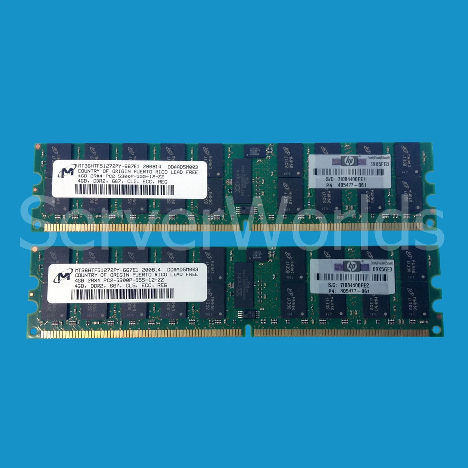 HP HP 408854-B21 8GB (2 x 4GB) PC2-5300 ECC Reg Memory Kit 405477-061 - Image 1 of 1