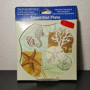 NATURE STONE OCEAN THEMED TRIVET HOT PLATE ABSORBENT STONEWARE - Picture 1 of 7