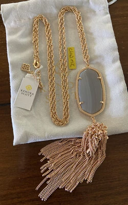 Новый с Ярлыками Kendra Scott Rayne подвеска ожерелье розового золота желтовато-коричневый полосатый агат - Изображение 1 из 4