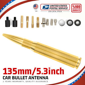 Carbon Fiber Gold Aluminum Short 5.3" Screw In AM/FM Radio Antenna for Nissan