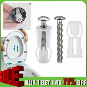 2PCS Toilet Seat Hinges Replacement Top Fix Nuts Screws Washers Fitting Kits - Picture 1 of 13
