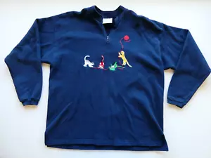 Katzen & Garn Vintage bestickter leichter Pullover mit halber Reißverschluss, Größe X-Large (XL) - Bild 1 von 21
