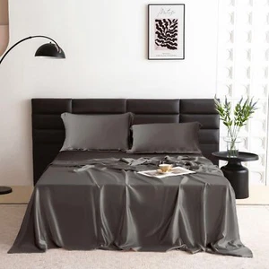 THXSILK Silk Sheet Set 4 Pcs, King Size Sheet Set, 22 Momme 7A+ Silk Sheets, ... - Picture 1 of 8
