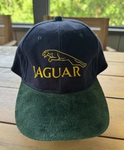 Vintage JAGUAR dunkelblau Truckermütze Pro Style 80er 90er grün Leder Wildleder Schirm - Bild 1 von 14